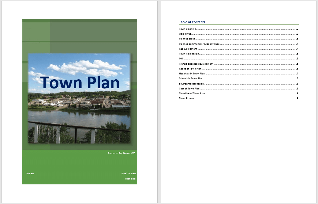 Town Plan Template