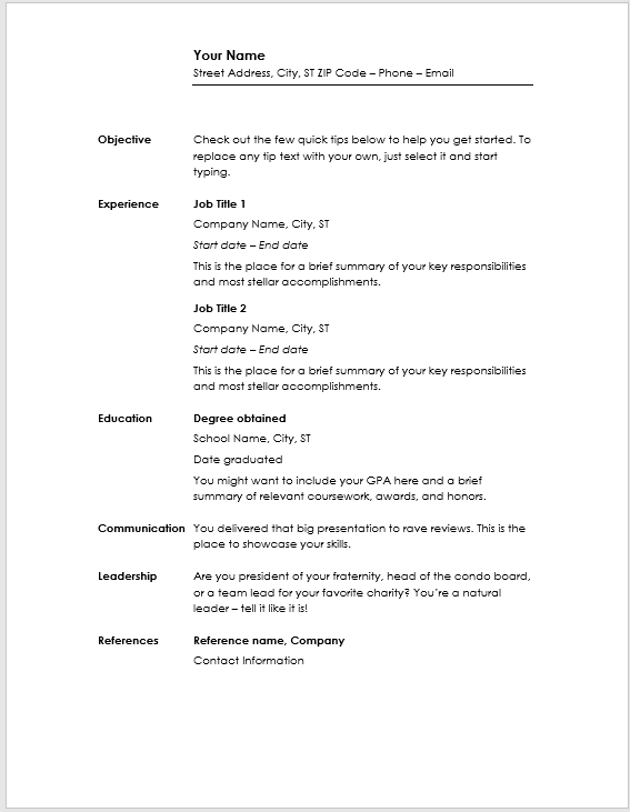 Basic Resume Template 04