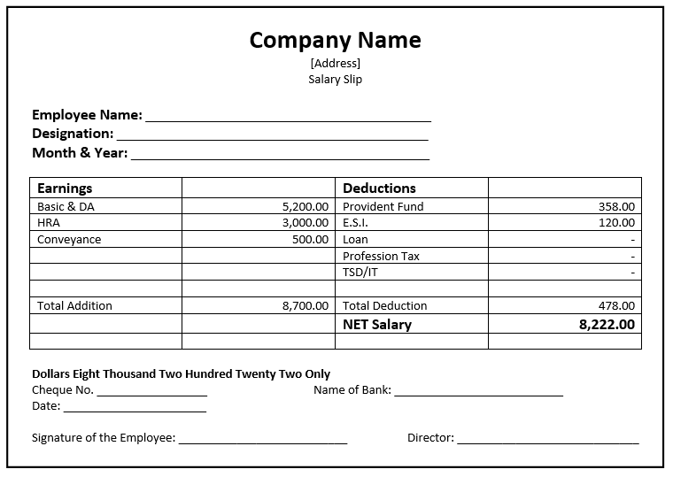 Pay Slip Sample from www.wordtemplates.org