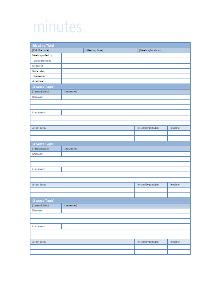 Minutes Of Meeting Sample Word Format | PDF Template