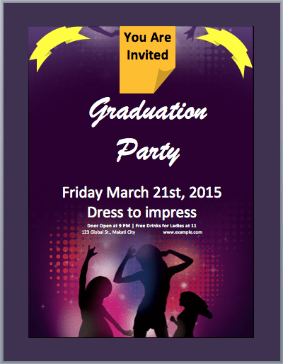 Graduation Party Invitation Flyer Template - Word Templates for Free