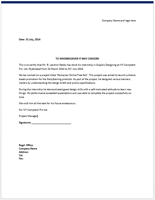 End Of Internship Letter from www.wordtemplates.org