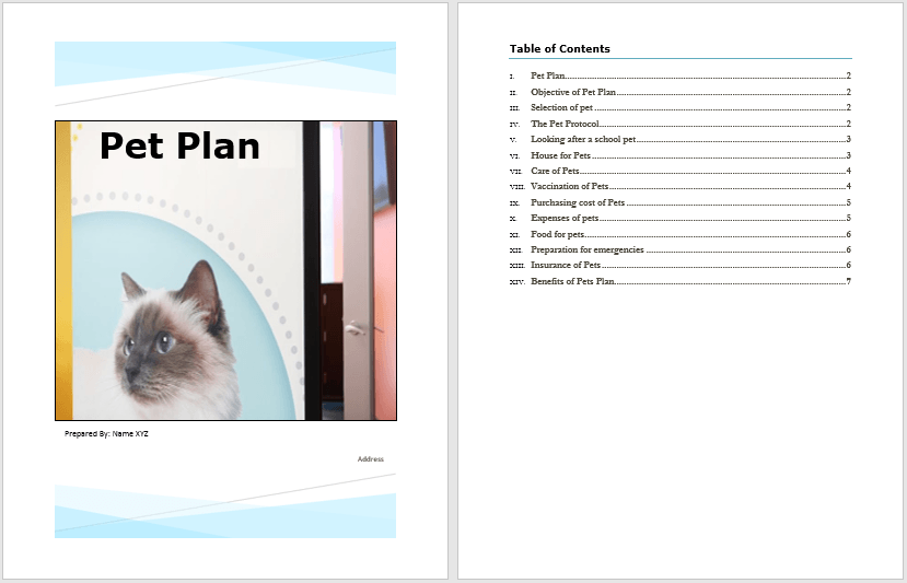 Pet Plan Template 1