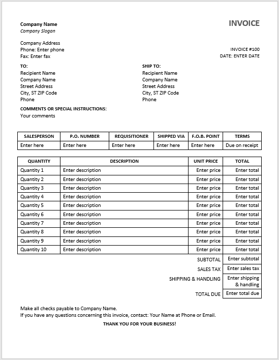 Purchase Invoice Templates 18+ Free Printable Xlsx, Docs & PDF Formats