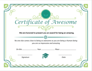 Certificate of Awesomeness Templates | Word Templates for Free Download