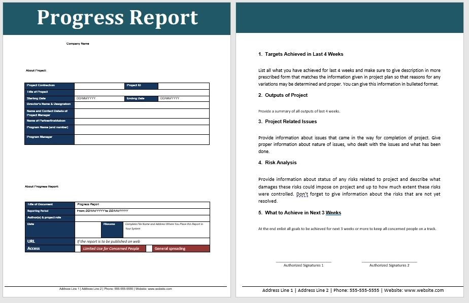 project status report template 19