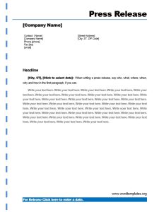 Press Release Templates | Word Templates for Free Download